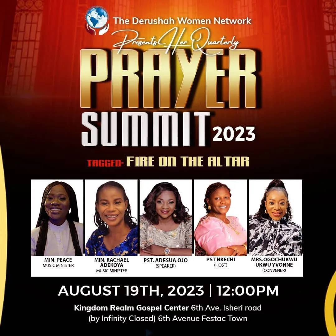 Flyer for Prayer Summit 2023, tagged “Fire on the Altar”, 19 August 2023 at Kingdom Realm Gospel Centre